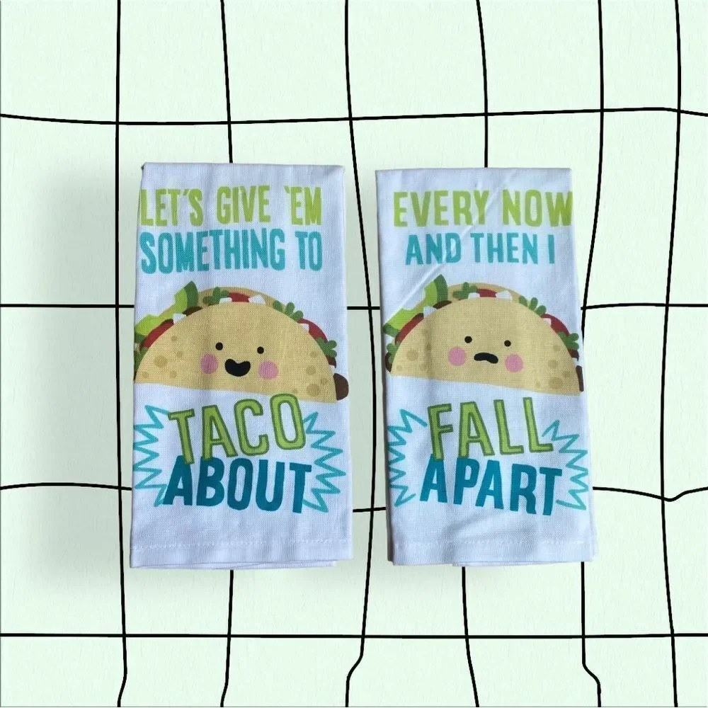 Two Taco Kitchen Towels New